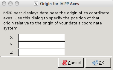 ["Set Origin" Specifies the X, Y, and Z Data Coordinates of IViPP's Origin]