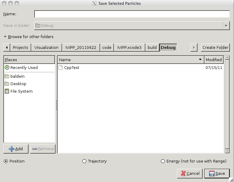 [Saving Particles with "Position," "Trajectory," and "Energy" Options]