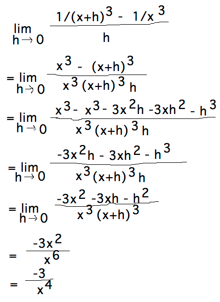 Derivation of derivative of 1/x^3