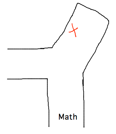 2nd side hall on left, 3rd floow 'nose'