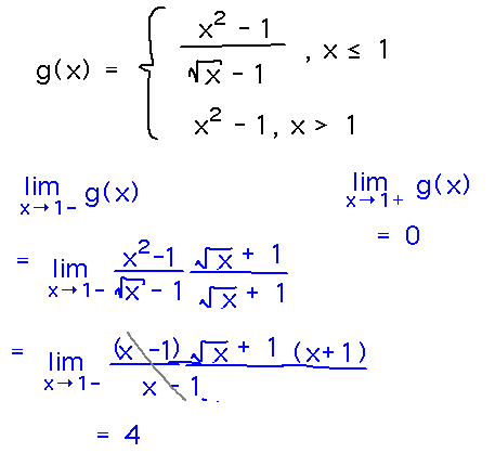 Different left and right limits imply that 2-sided limit doesn't exist