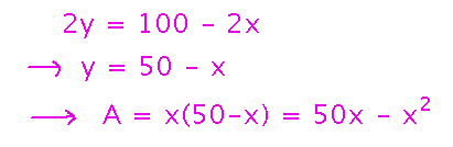 Use constraint to solve for x, plug into area formula