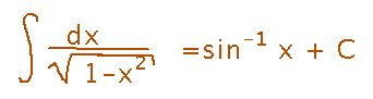 Integral of d x over root 1 minus x squared is inverse sine of x