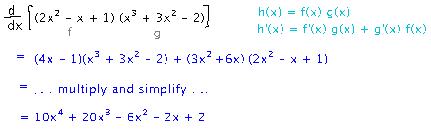 Apply the product rule to a product of polynomials