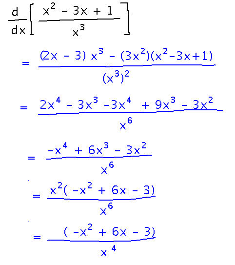 Applying the quotient rule and simplifying