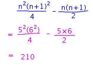 Plugging 5 in for upper bound yields 210