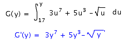 Integral from 17 to x of a long function of t is the long function with x replacing t