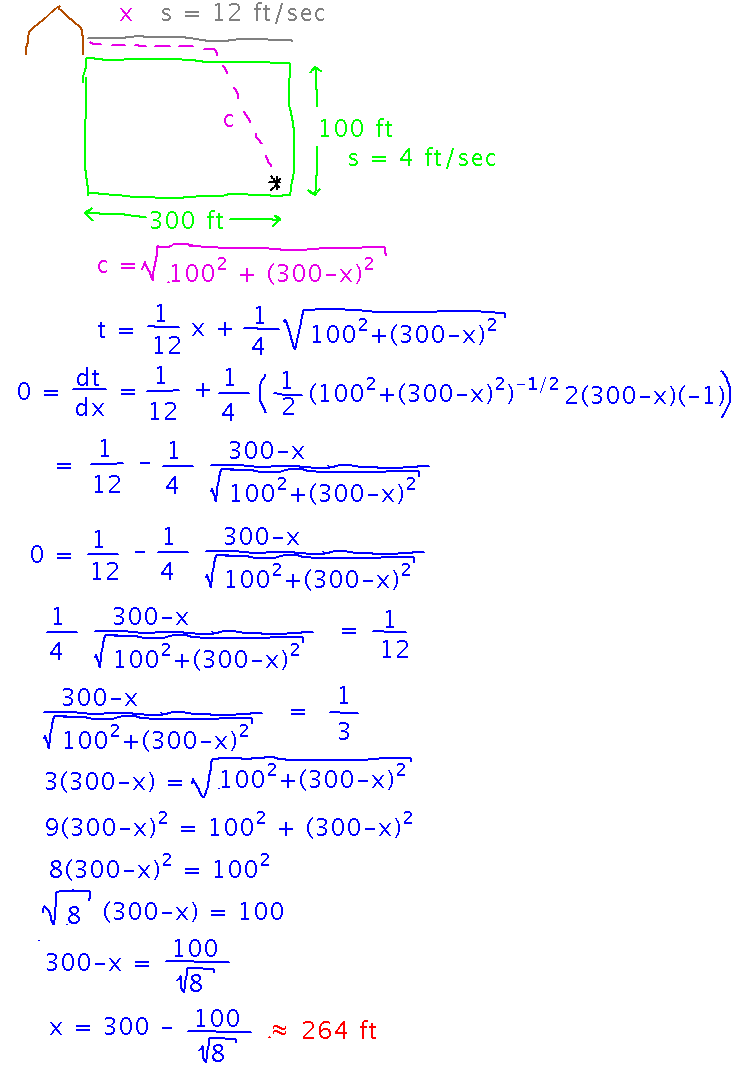 Patch of lawn with path and derivative of time to follow path set equal to 0