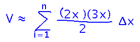 Sum over n slices of area of triangle times delta x