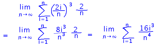 2i over n cubed times 2 over n becomes 16 i cubed over n to the fourth