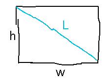 Rectangle with height h, width w, and diagonal L