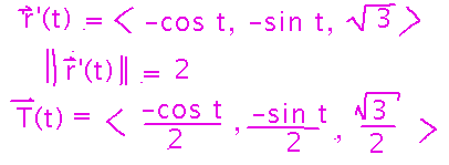 Unit tangent is derivative of of r over magnitude of derivative