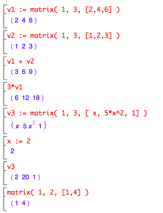 Create vectors using matrix function with 1 row, n columns, list of n values