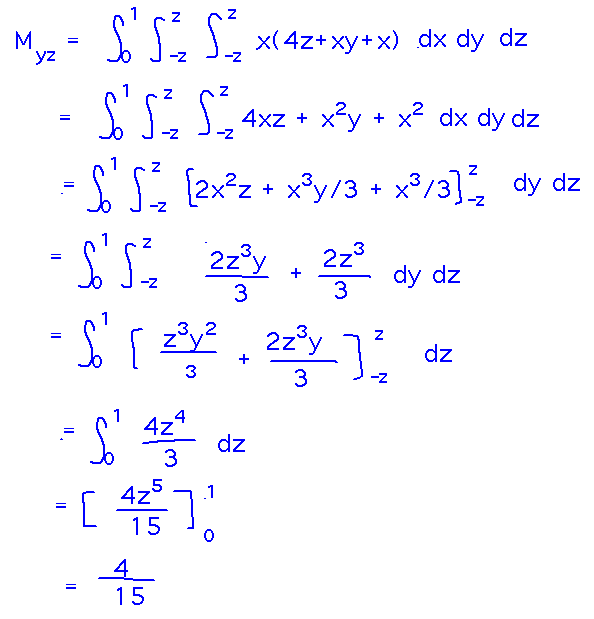 Integrating x times rho in three stages