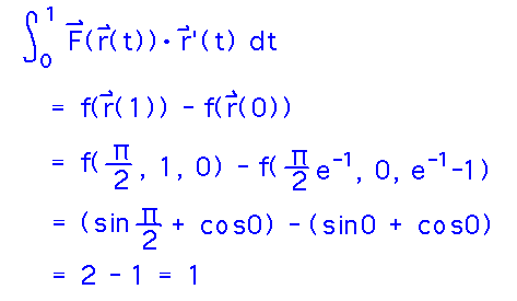 Evaluate f(r(1)) - f(r(0)) to get 1