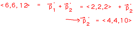 <6,6,12> = <2,2,2> + p'_2 so p'_2 = <4,4,10>
