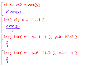 One int inside another evaluates a double integral in muPad
