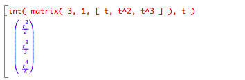 int and matrix functions evaluate an indefinite integral