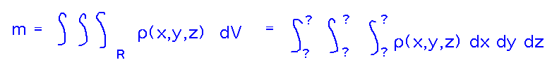mass = integral over volume of density