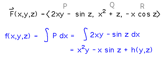 Integrating the first component of a vector field