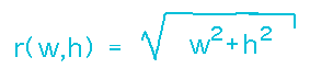r(w,h) = sqrt(w^2+h^2)