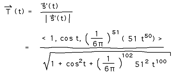Snake derivative divided by square root of sum of squares of its components