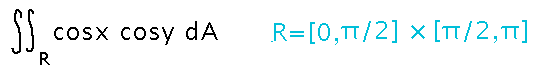 Integral over o to pi over 2 and pi over 2 to pi of cosine x times cosine y