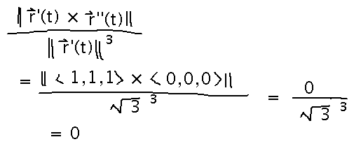 Calculating magnitude of cross product of r prime and r double prime over magnitude of r prime cubed