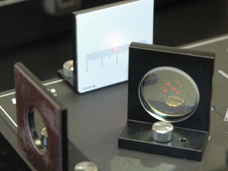 close up of beam splitter in interferometer
