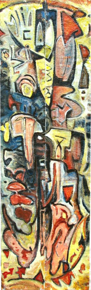 'R�m�lom Amerik�b�l - II'.
              akril, pap�r. (178cm x 128cm) x 2