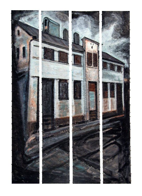 Lodz - V. acrylic on stitched paper. 2008