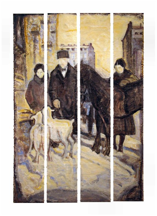 Lodz - VI. acrylic on stitched paper. 2008